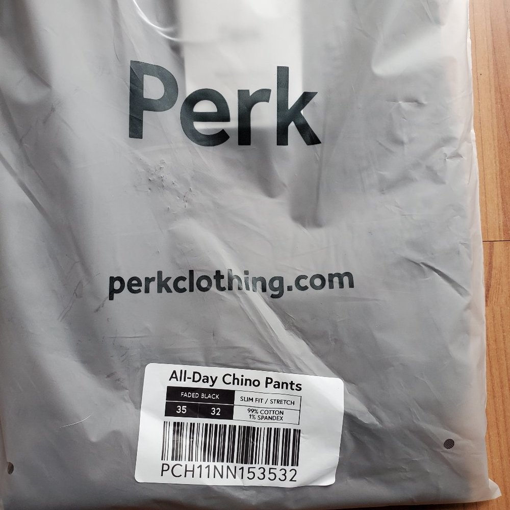 NEW Mens PERK All Day Chinos Slim Fit / Stretch - Faded Black. Size 35x32